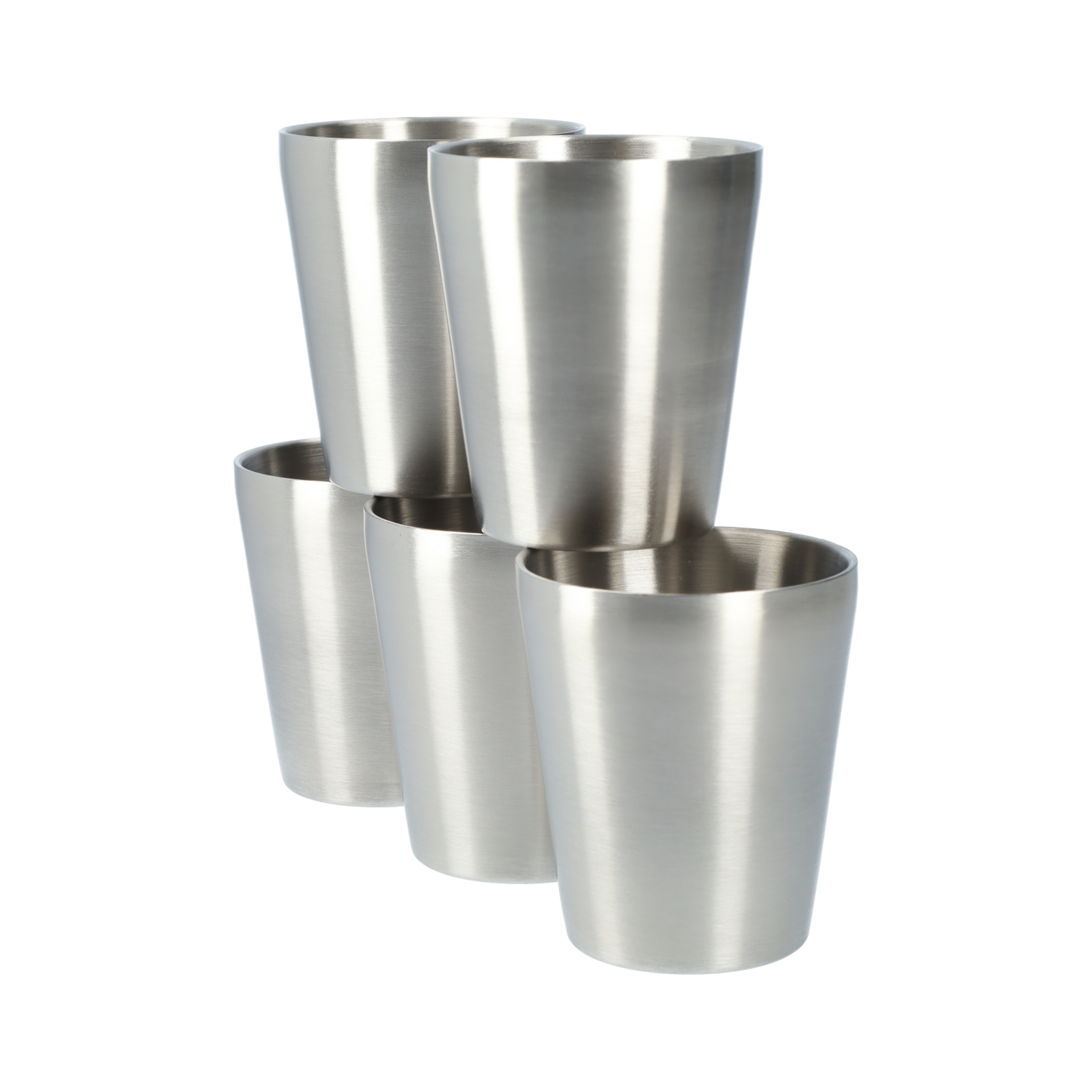 Dubbelwandige RVS beker (5 stuks!) - Roestvrijstalen bekers - Robuust design - Industriële stijl - Zilver - 300ml