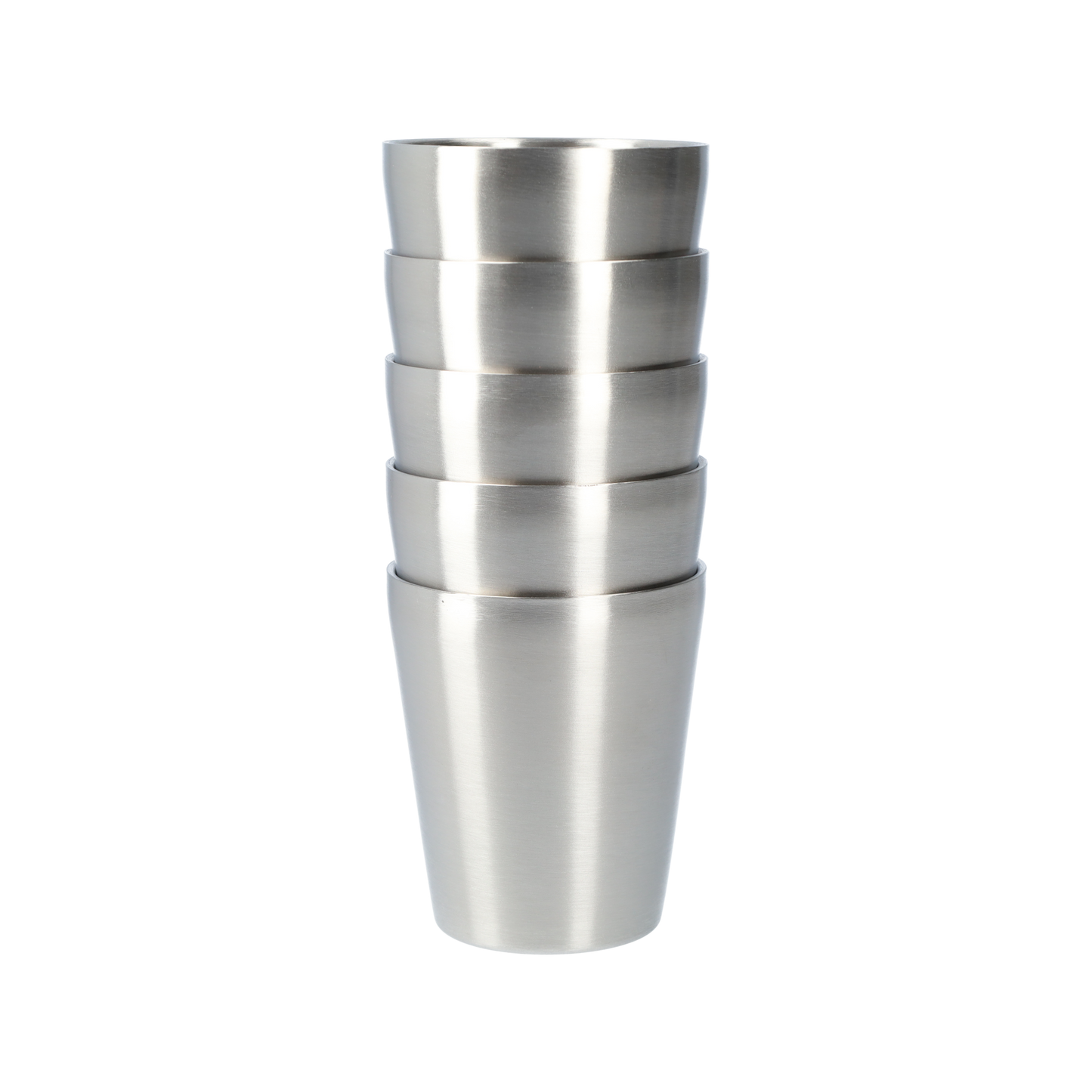 Dubbelwandige RVS beker (5 stuks!) - Roestvrijstalen bekers - Robuust design - Industriële stijl - Zilver - 300ml