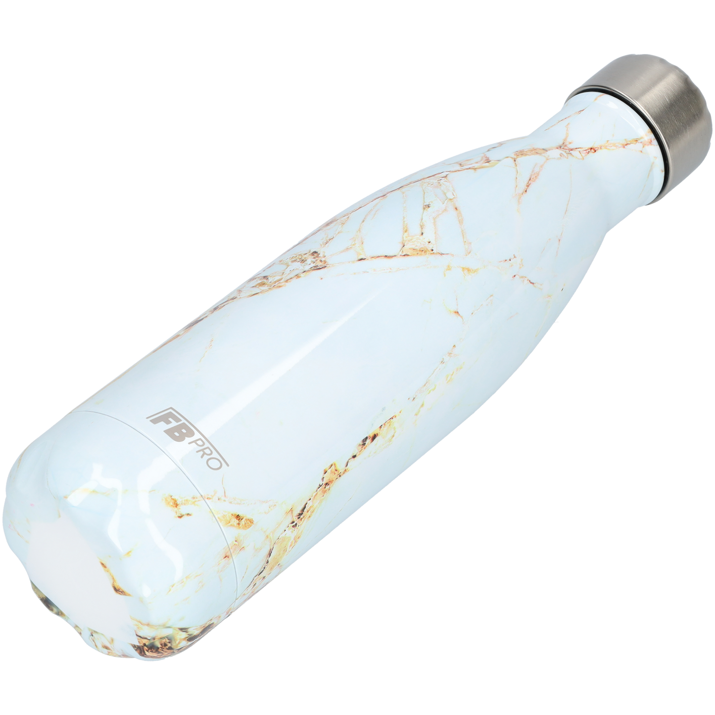 FBFS34, Thermosfles, Drinkfles, Waterfles - 500ml - White & Gold Marble - Wit & Goud Marmer