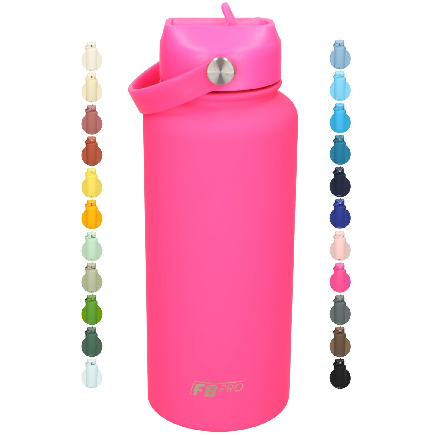 Thermos waterfles 1 liter - Isolerende Waterfles met Draaibare Drinktuit - Hot Pink