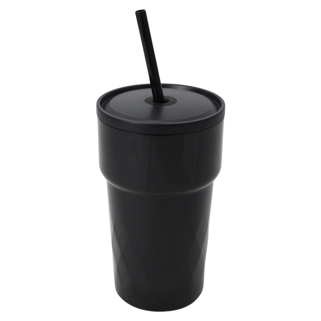 Thermosbeker met Rietje - Zwart - Zwarte Beker to Go - 460ml