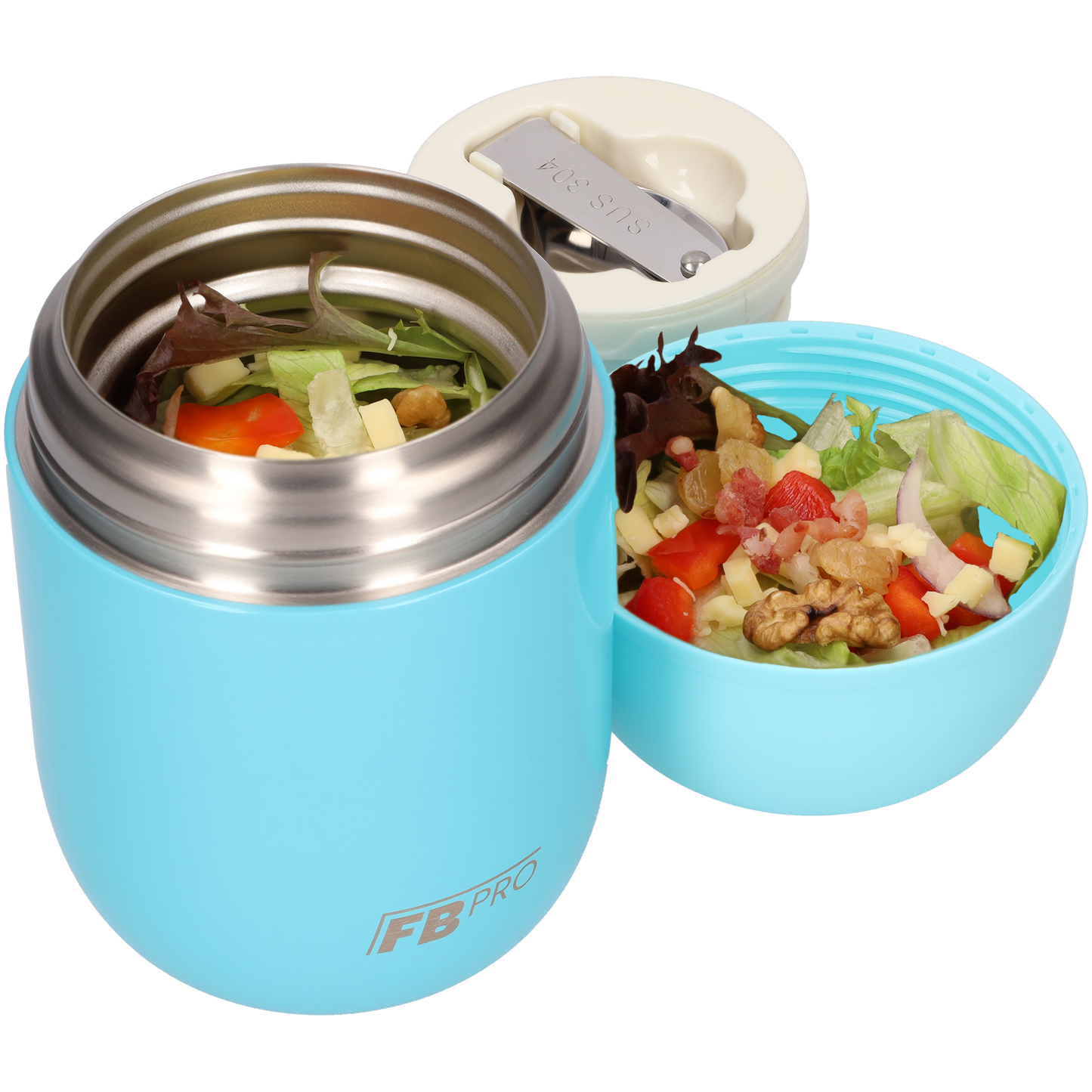 Thermos voedselcontainer met lepel - Thermoskan - Lichtblauw - 420ml