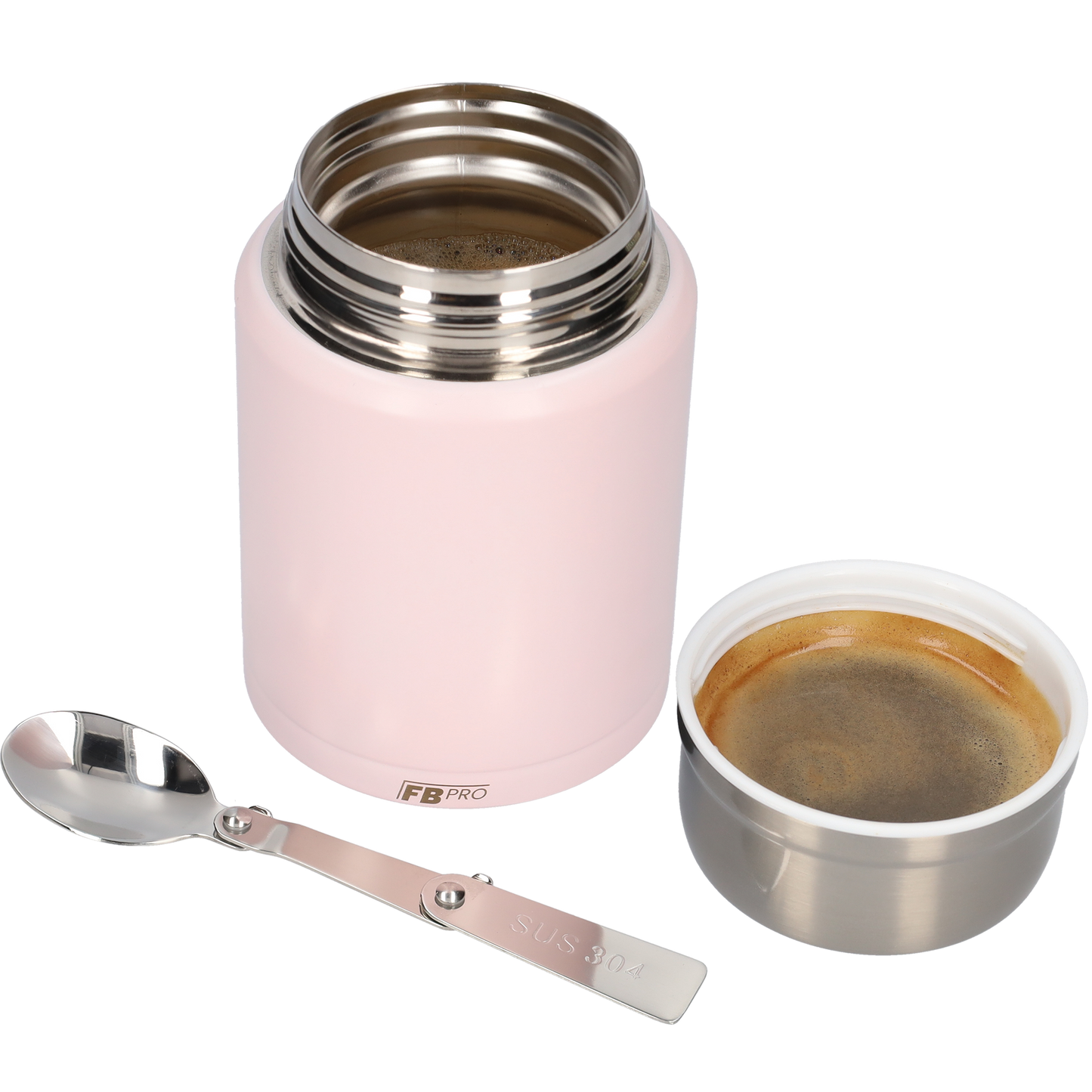 Thermos Voedselcontainer met Lepel x2 - Thermoskan Set van 2 - Thermosfles - Licht Roze & Blauw - 450ml