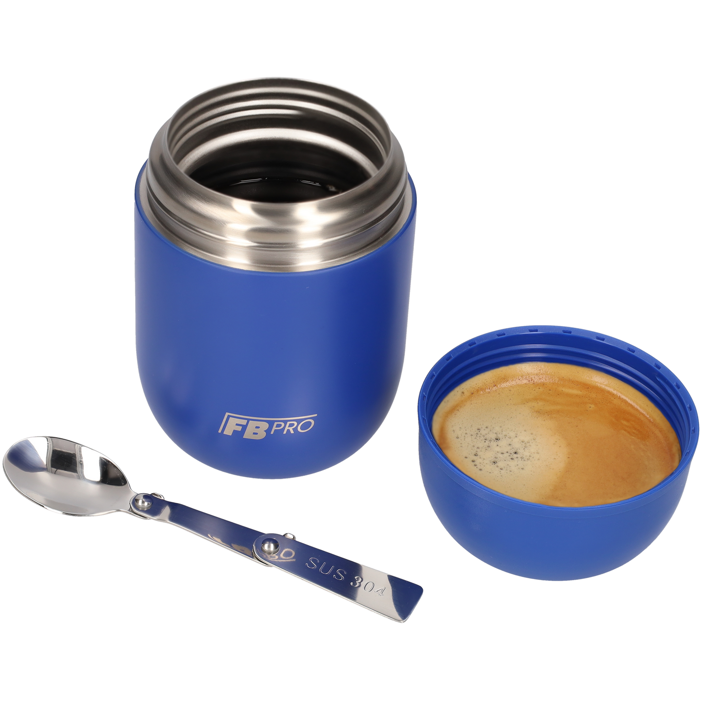 Blauwe en Lichtroze voedselcontainer Thermos Voedselcontainer met Lepel x2 - Thermoskan - 450ml