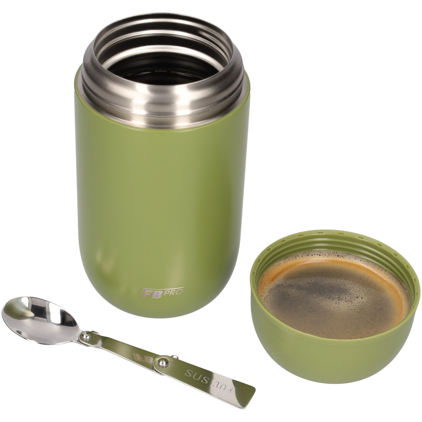 Thermos Voedselcontainer met Lepel - Thermoskan - Leger Groen - 710ml