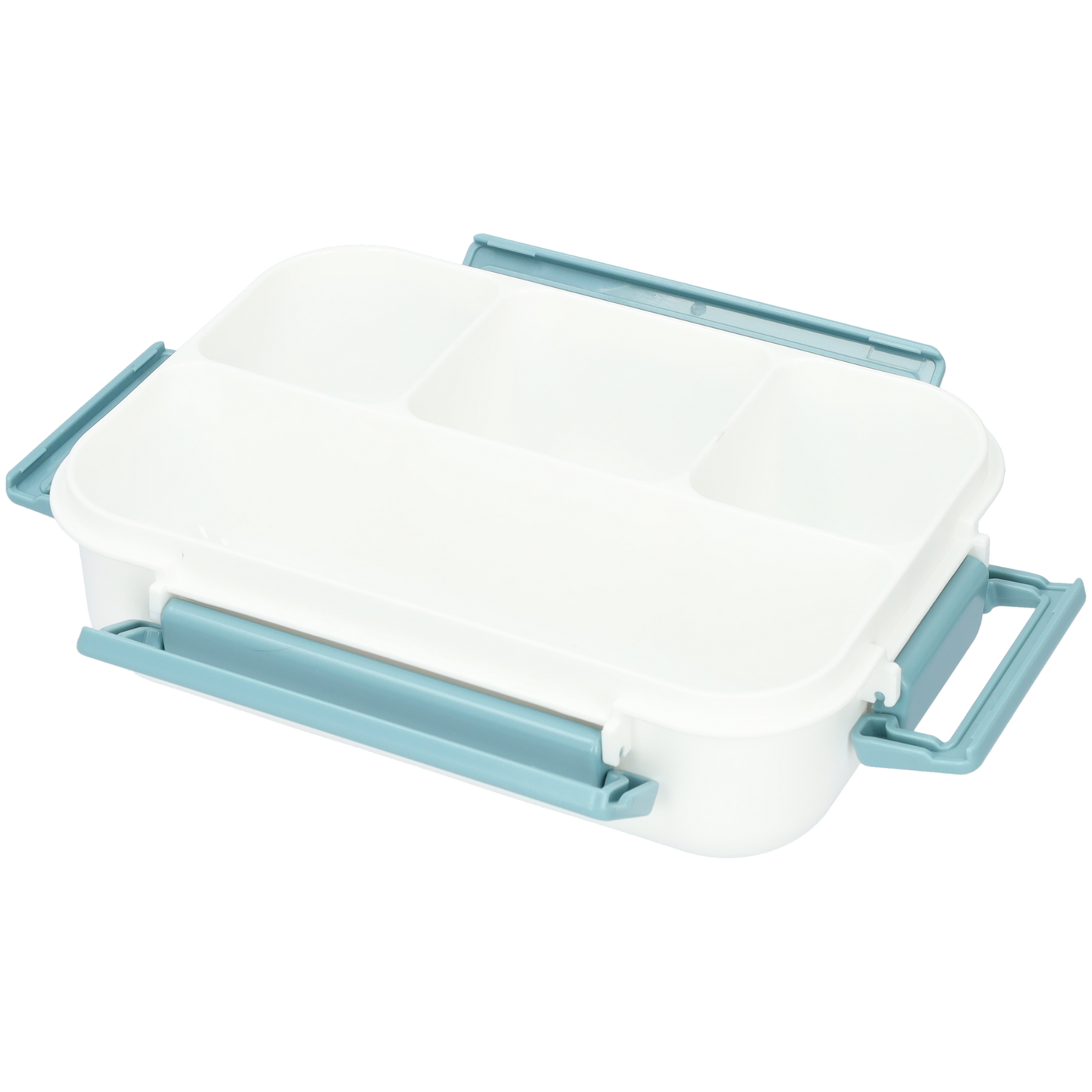 Mooie Lunchbox 1300ml - BPA vrij - Bentobox - Ook te gebruiken als Broodtrommel - Geel - Met Bestek en Sausbakje - Wit met blauw