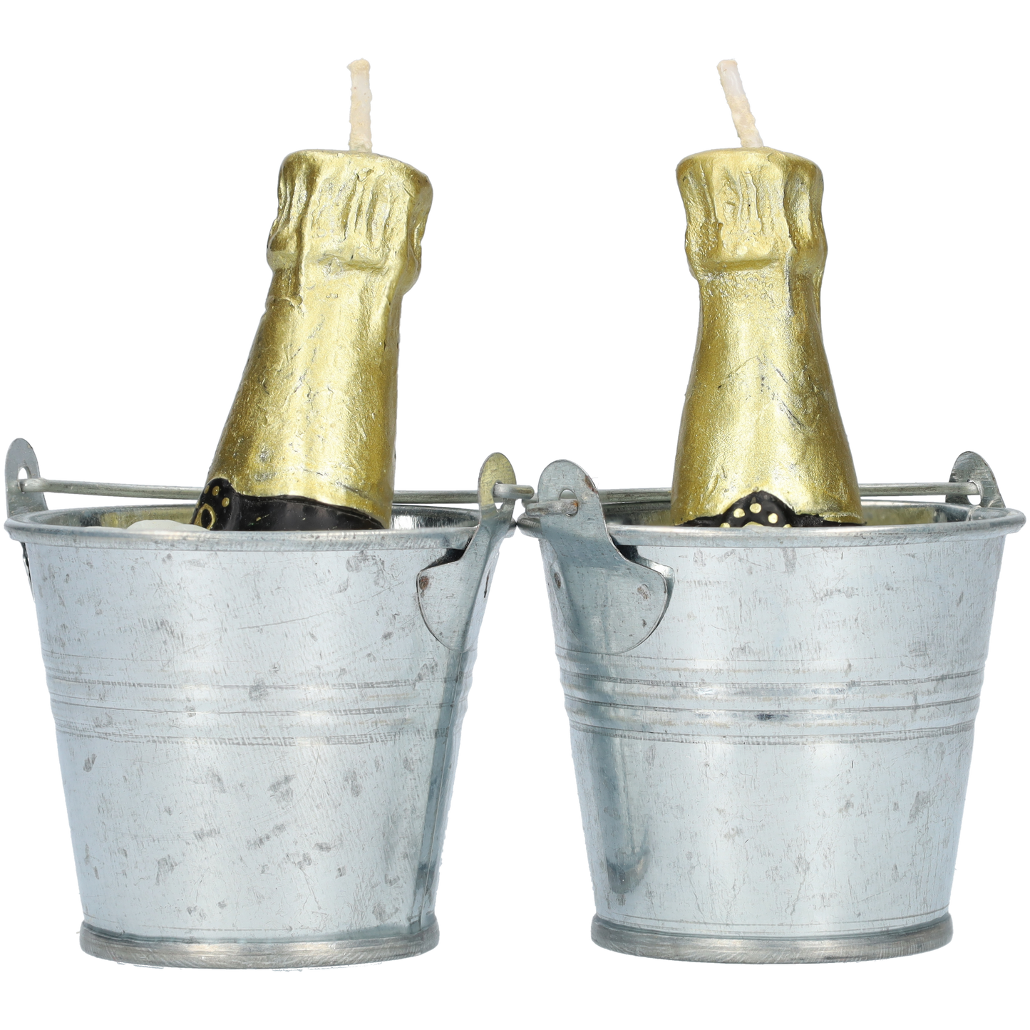 Kleine champagne kaarsen (2 stuks) - Schattige kaars gevormd als champagne fles! - 2 kaarsen & houders - Ø 60mm diameter