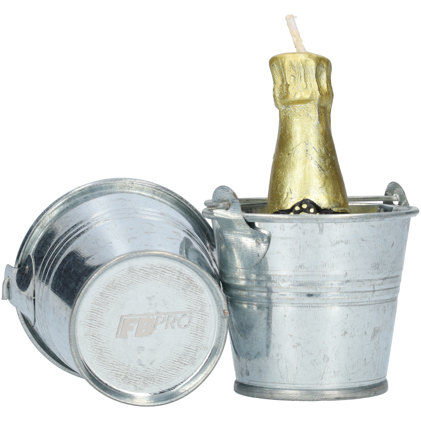 Kleine champagne kaarsen (2 stuks) - Schattige kaars gevormd als champagne fles! - 2 kaarsen & houders - Ø 60mm diameter