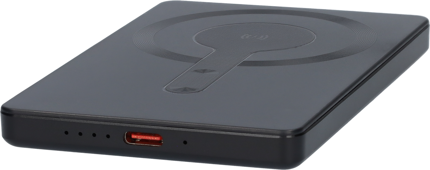 Powerbank - Snellader - Wireless charger - Draadloze powerbank - USB-C Oplaadbaar - LED Batterij display - Compact formaat - Ideaal voor onderweg - Zwart