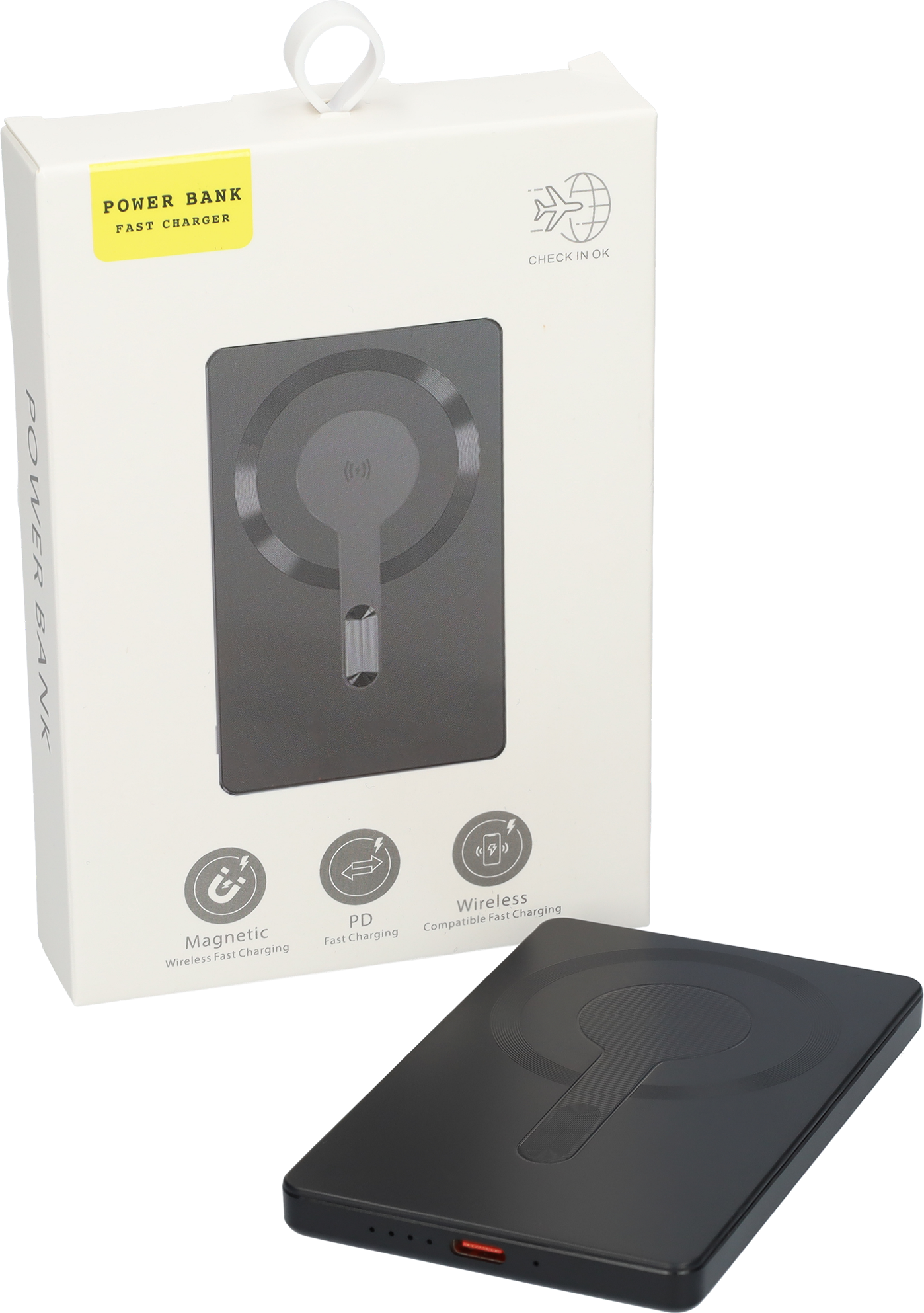 Powerbank - Snellader - Wireless charger - Draadloze powerbank - USB-C Oplaadbaar - LED Batterij display - Compact formaat - Ideaal voor onderweg - Zwart