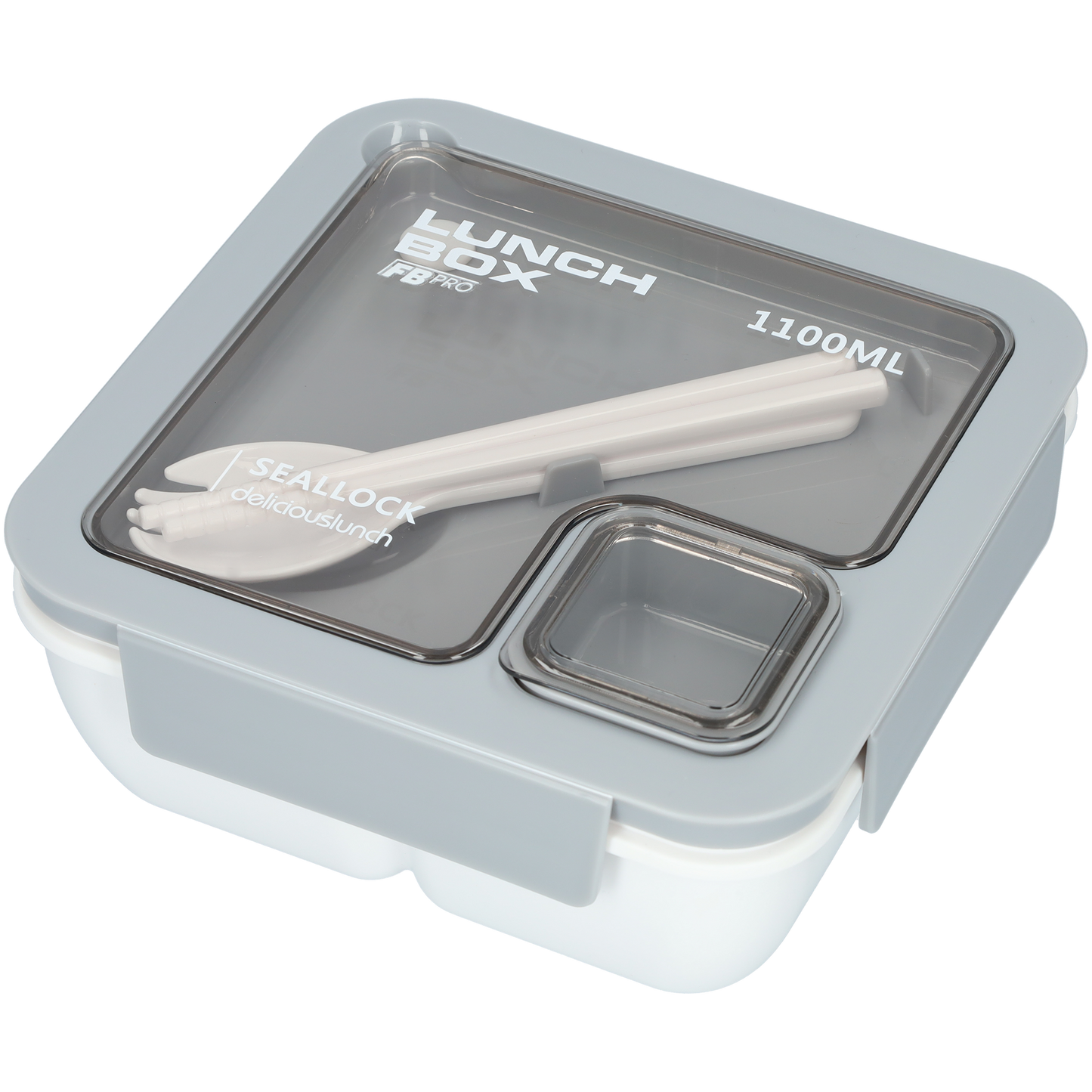 Vierkante lunchbox - 1100ml - Grijs