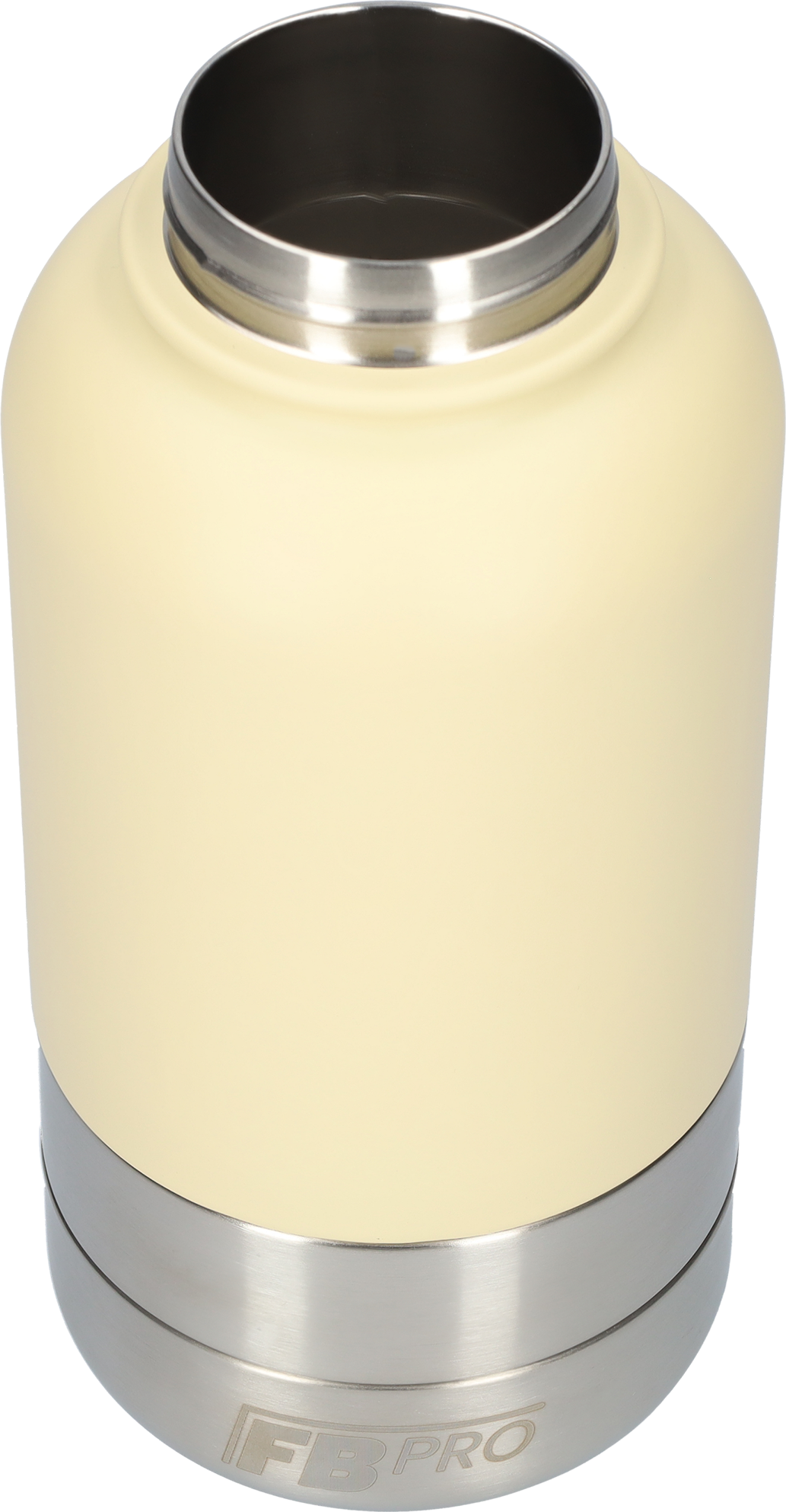 Honden drinkfles met voerbakken - Dubbelwandig - Hondendrinkbak - Hondenvoerbak - RVS Fles - BPA vrij - 1 Liter - Met handvat - Beige
