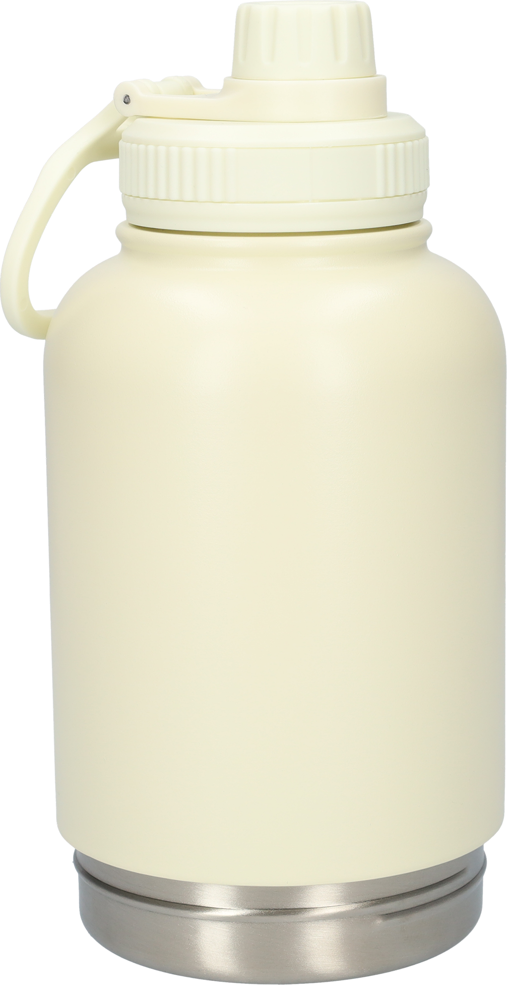 Honden drinkfles met voerbakken - Dubbelwandig - Thermosfles - RVS Fles - BPA vrij - 1 Liter - Met handvat - Créme Wit