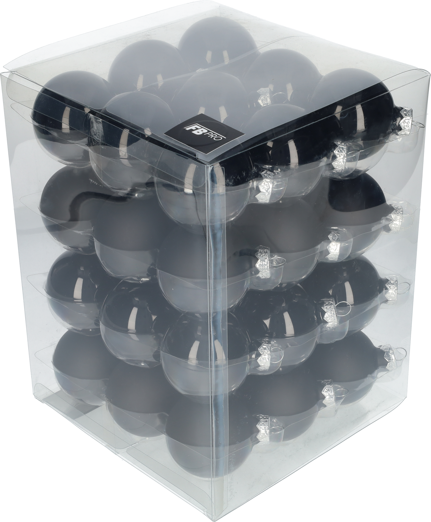 Glazen kerstballen - Set van 36 stuks/60mm - Glas - Black Combi - Zwart