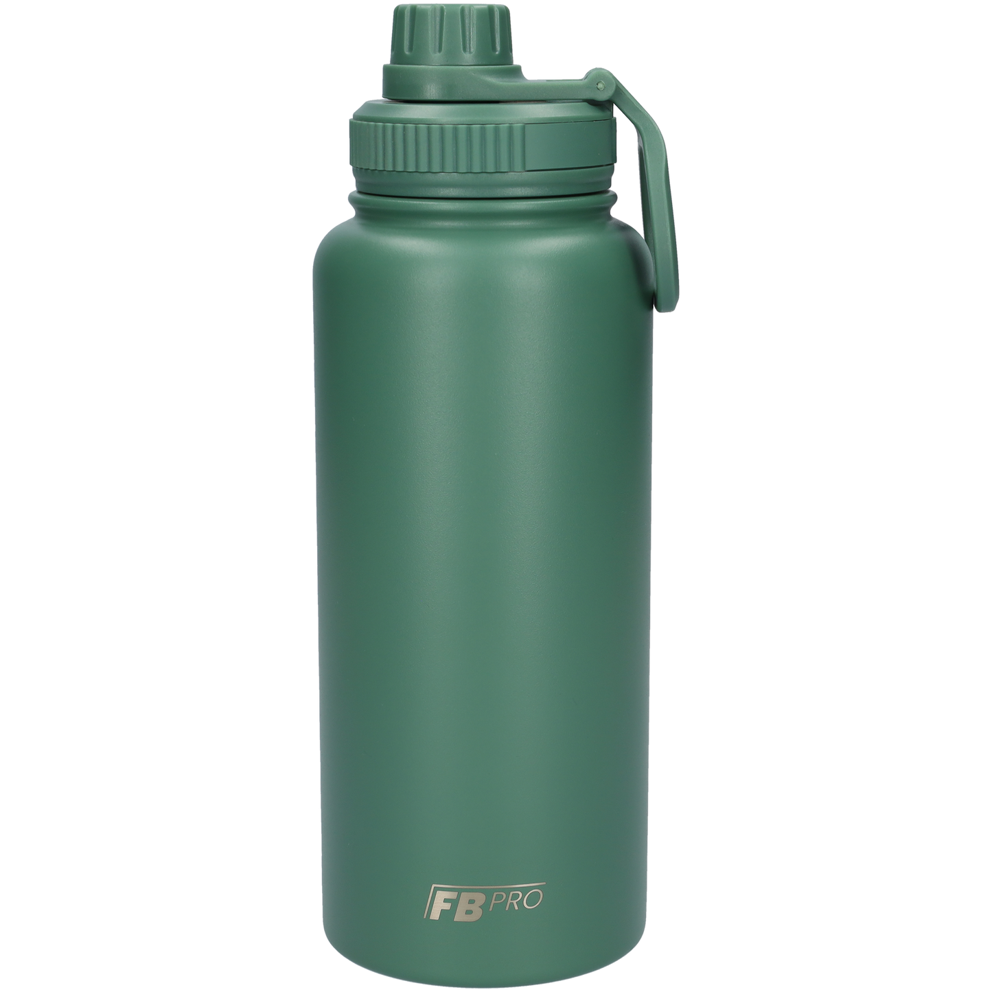 Thermos drinkfles 1 liter met extra dop - Isolerende Waterfles met draaibare drinktuit - Afgewerkt met Poedercoating - Donkergroen