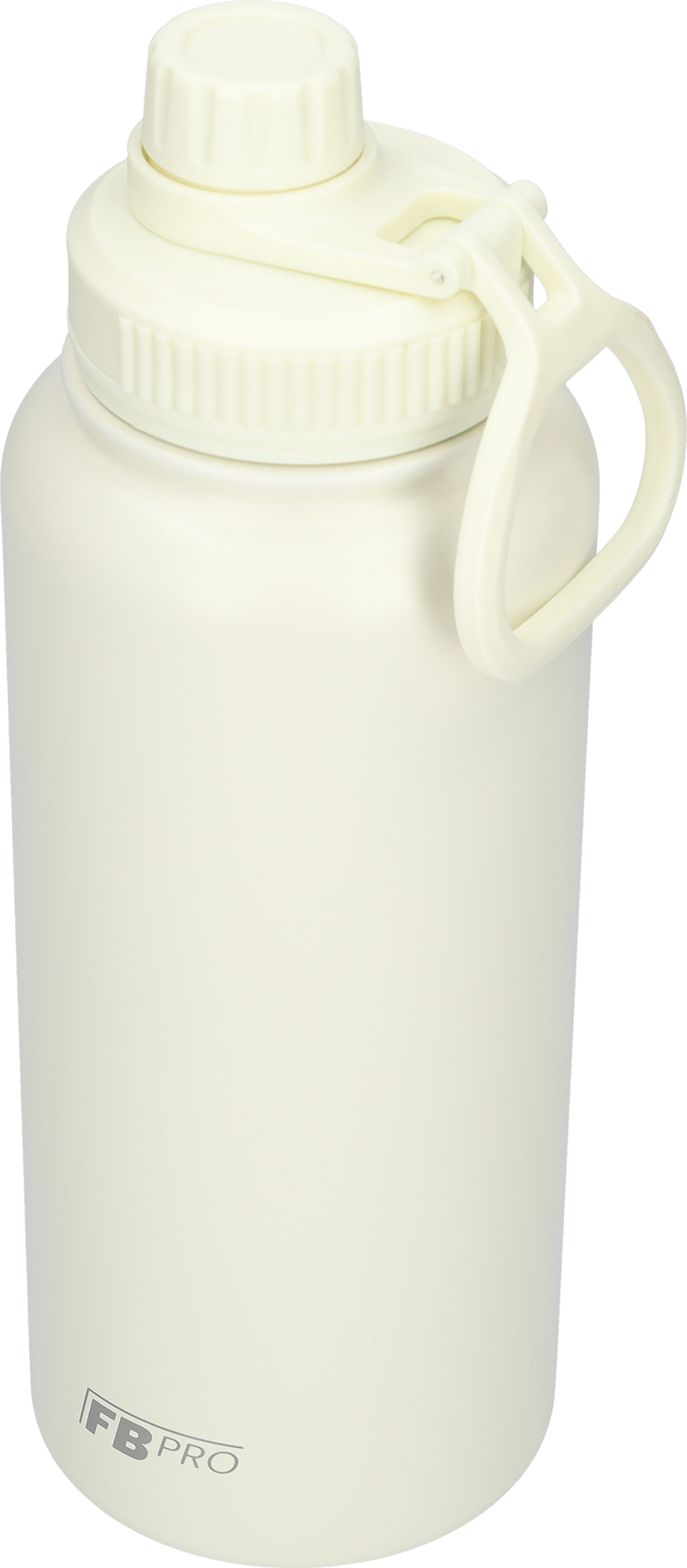 Thermos drinkfles 1 liter met extra dop - Isolerende Waterfles met draaibare drinktuit - Afgewerkt met Poedercoating - Crème