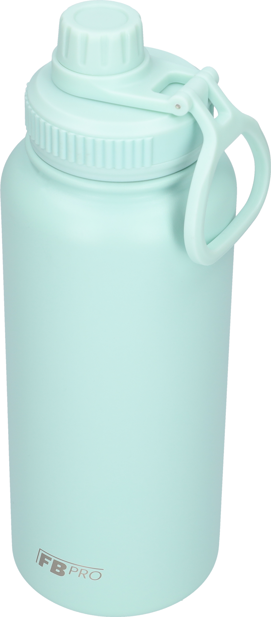 Thermos drinkfles 1 liter met extra dop - Isolerende Waterfles met draaibare drinktuit  - Afgewerkt met Poedercoating - Licht Cyaan