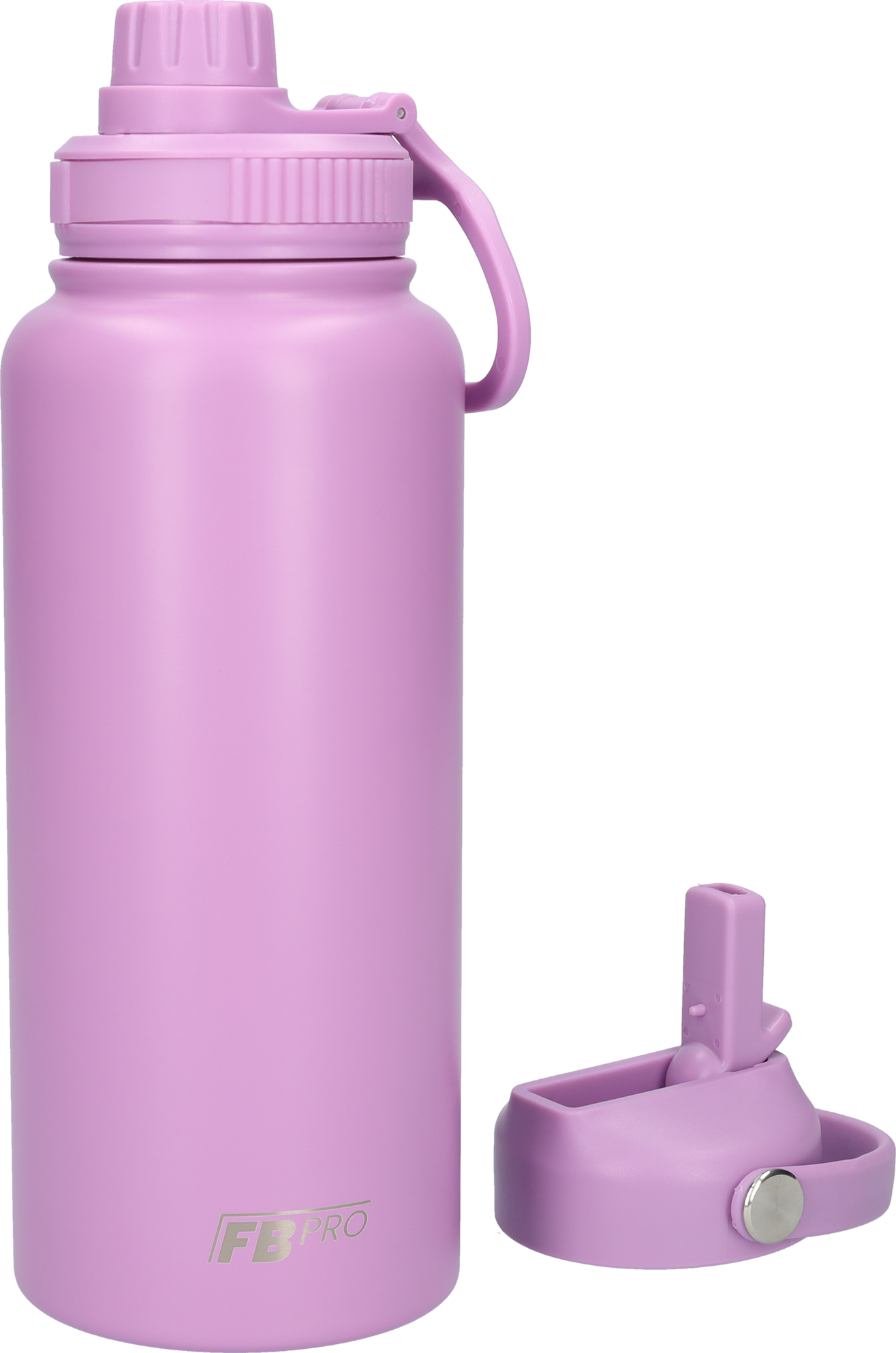 Thermos drinkfles 1 liter met extra dop - Isolerende Waterfles met draaibare drinktuit - Afgewerkt met Poedercoating - Lichtpaars