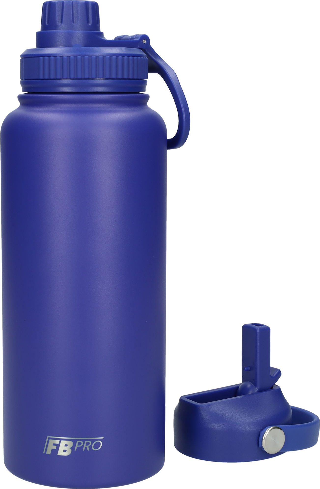 Thermos drinkfles 1 liter met extra dop - Isolerende Waterfles met draaibare drinktuit - Afgewerkt met Poedercoating - Blauw