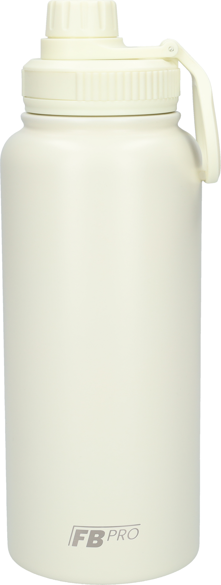 Thermos drinkfles 1 liter met extra dop - Isolerende Waterfles met draaibare drinktuit - Afgewerkt met Poedercoating - Crème