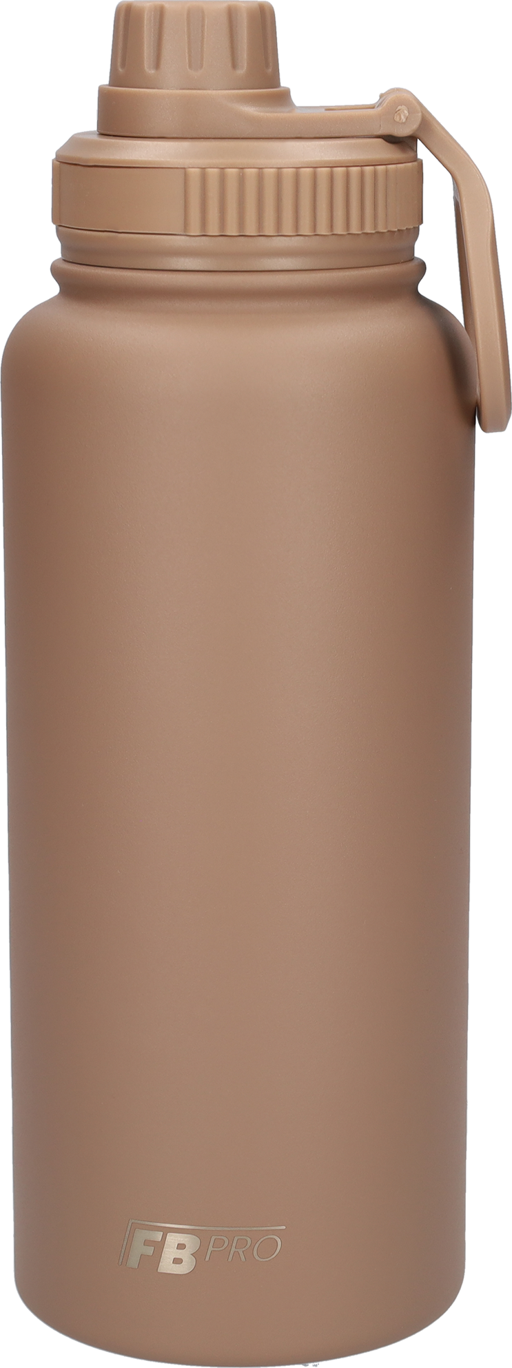 Thermos drinkfles 1 liter met extra dop - Isolerende Waterfles met draaibare drinktuit - Afgewerkt met Poedercoating - Bruin