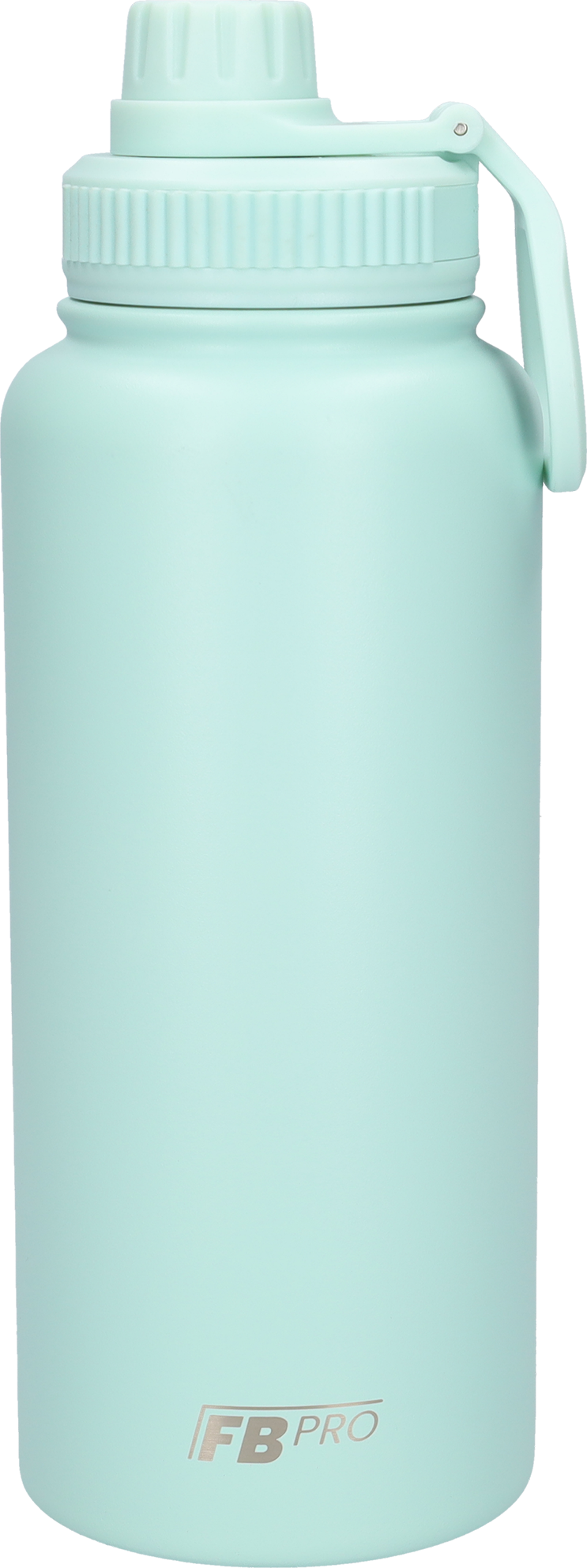Thermos drinkfles 1 liter met extra dop - Isolerende Waterfles met draaibare drinktuit  - Afgewerkt met Poedercoating - Licht Cyaan