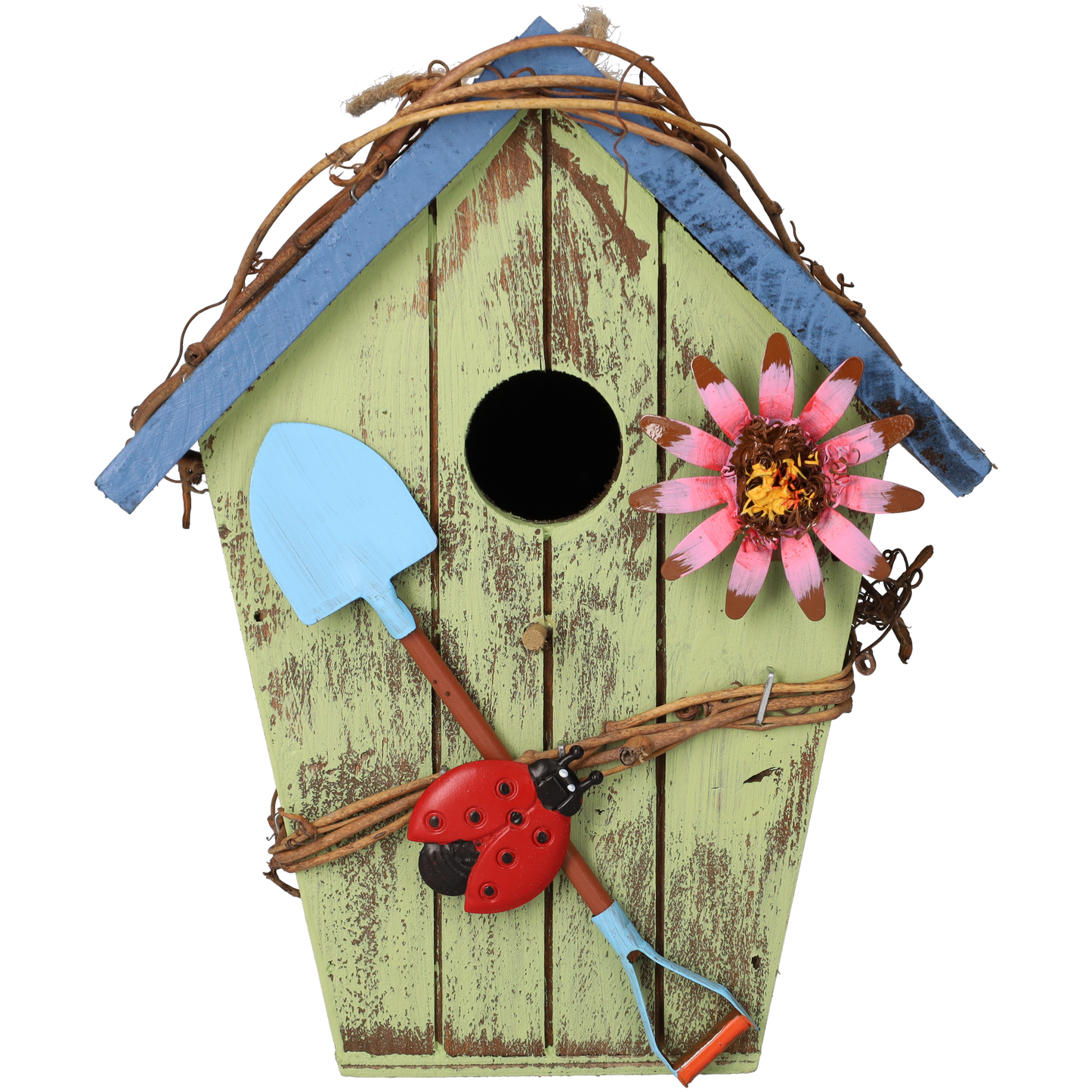 Vogelhuisje - Vogelhuis - Schattig vogelhuis voor vogels - Nestkastje - Vogelnest gemaakt van hout - Groen & Blauw