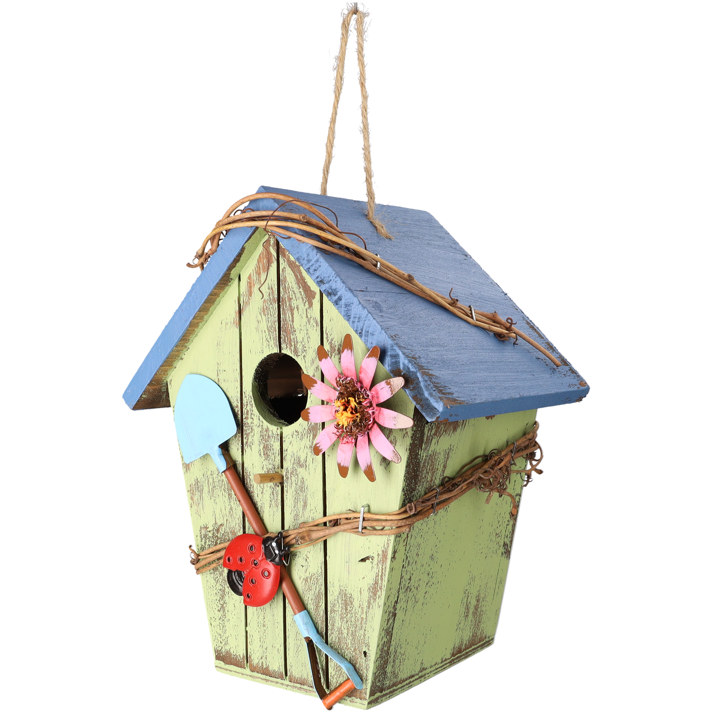 Vogelhuisje - Vogelhuis - Schattig vogelhuis voor vogels - Nestkastje - Vogelnest gemaakt van hout - Groen & Blauw