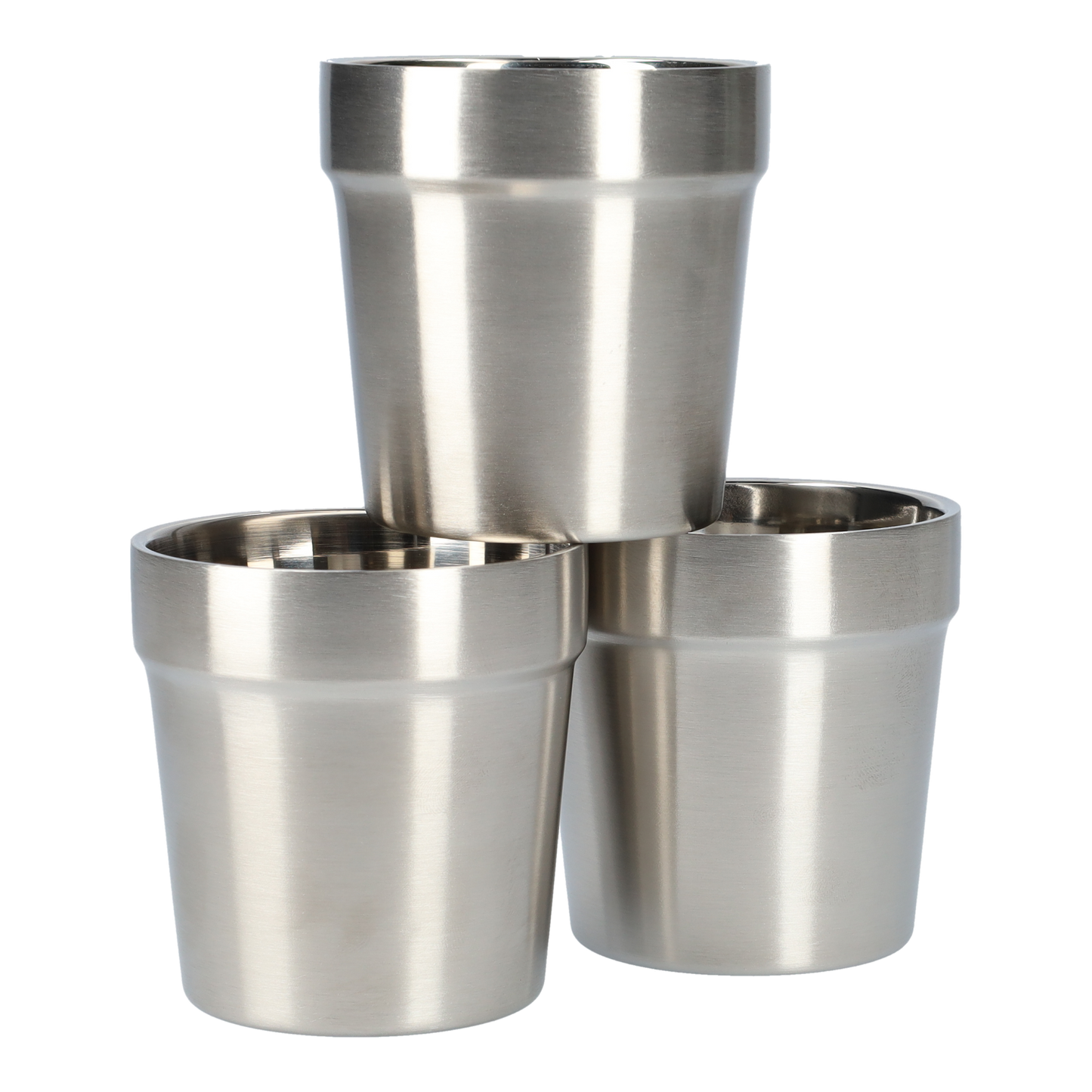 Dubbelwandige RVS bekers (3 Stuks!) - Roestvrijstalen beker - Industriële stijl - 175ml bekers - Dubbelwandige drinkglazen