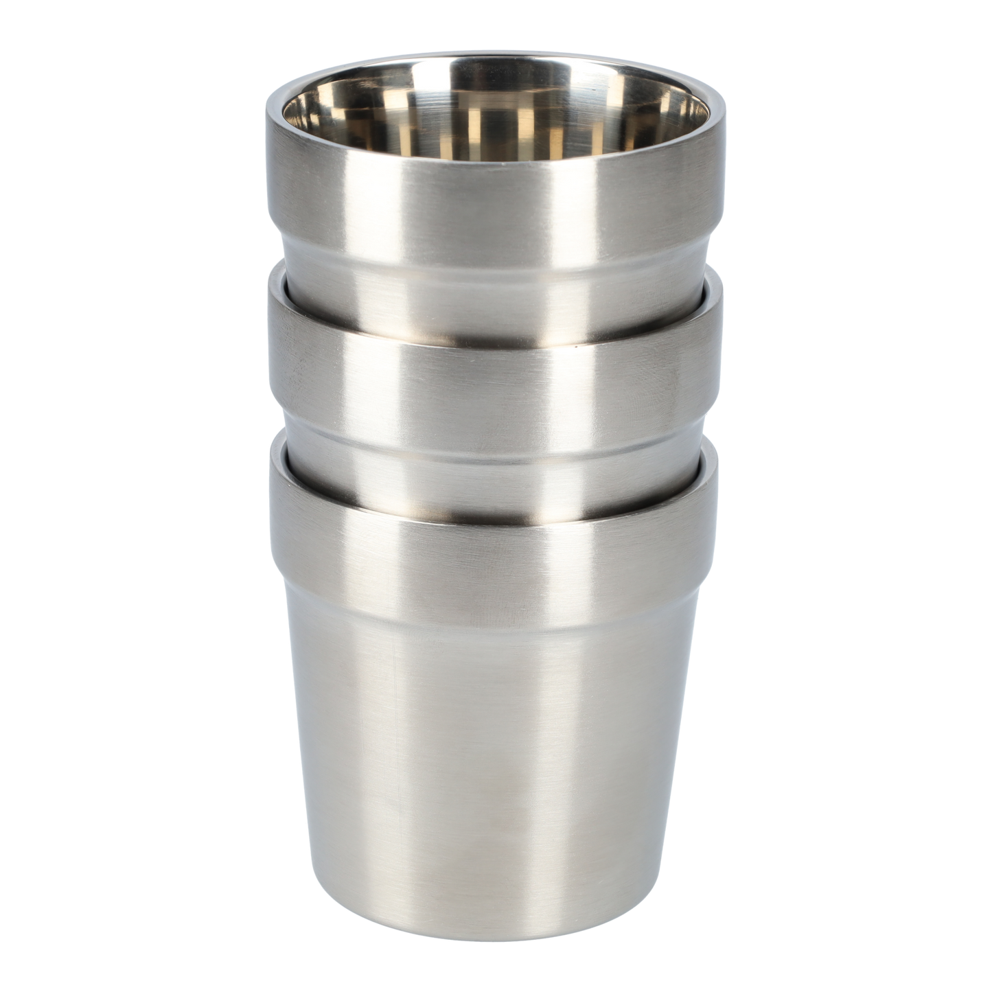 Dubbelwandige RVS bekers (3 Stuks!) - Roestvrijstalen beker - Industriële stijl - 175ml bekers - Dubbelwandige drinkglazen