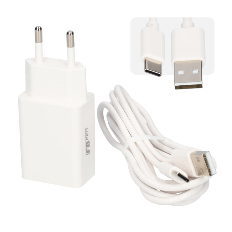 USB oplader met oplaadkabel - 2 meter USB-C kabel - Snellader - USB oplaadblok - USB-C kabel - Geschikt voor Samsung - Wit