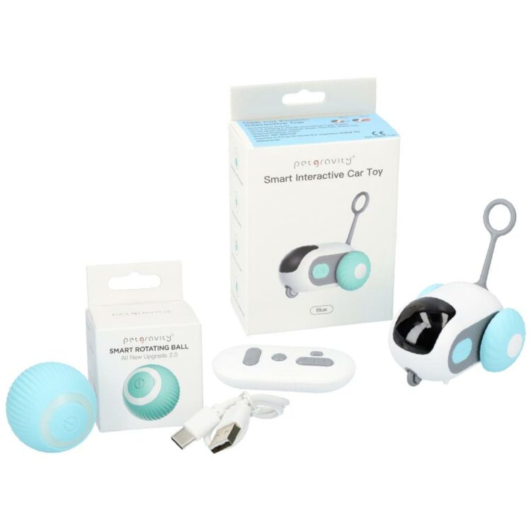 Kattenspeelgoed - 2-in-1 speelgoed set - Met bal voor katten - Hét RC Kattenspeeltje elektrisch - Automatisch Rijdend Auto Speelgoed - Met Decoratieve Veren - USB-C Oplaadbaar
