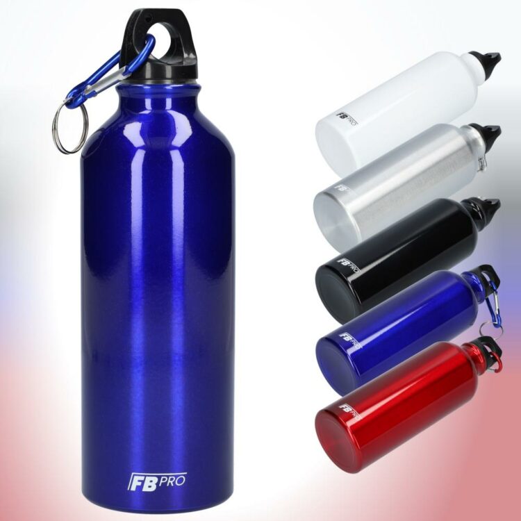 Aluminium drinkfles met schroefdop - Waterfles - 500ml - Met handige karabijnhaak - BPA Vrij - Modern design - Blauw