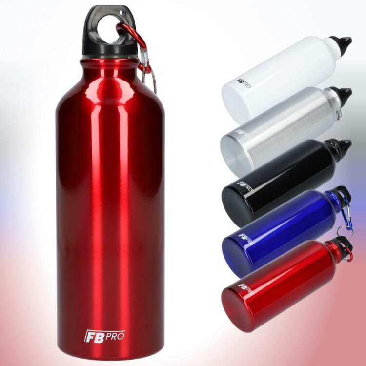 Aluminium drinkfles met schroefdop - Waterfles - 500ml - Met handige karabijnhaak - BPA Vrij - Modern design - Rood