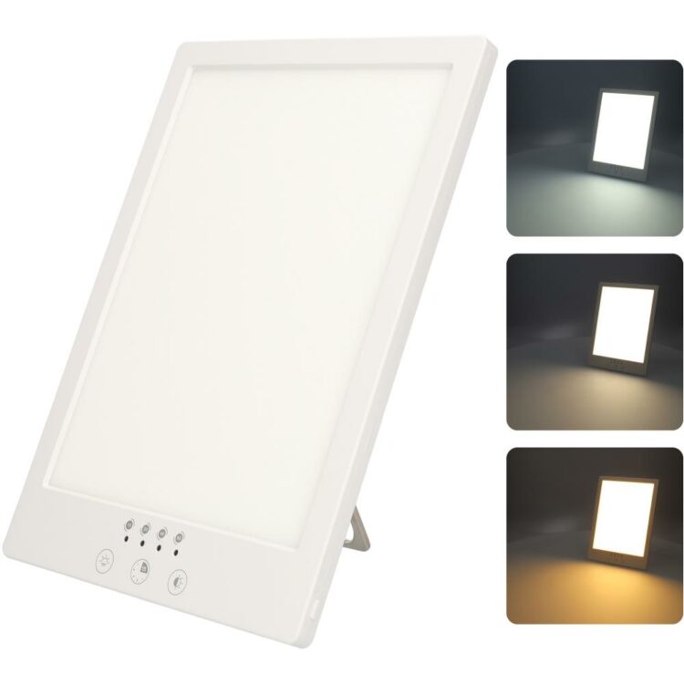 Daglichtlamp - LED Lichttherapie - Daglicht lamp - Bureaulamp - Daglicht lamp - Hobby lamp - 3 Verschillende lichtstanden - Verschillende licht temperaturen - UV-Vrij - Tussen de 2000 en 12.000 lux - 24x18 cm - Wit