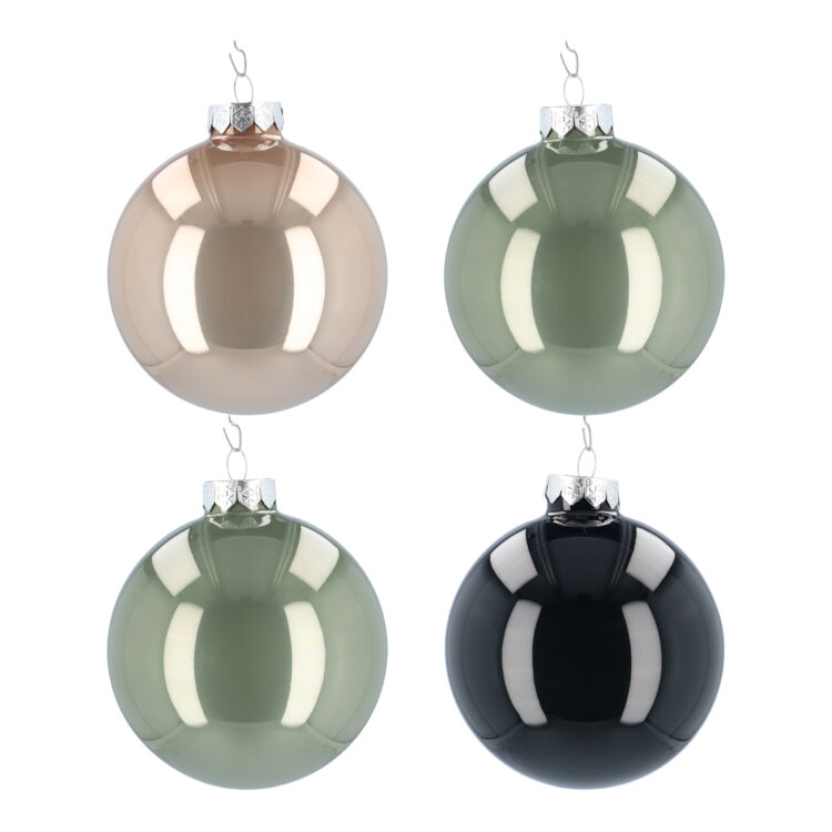 Glazen kerstballen - Kerstversiering - 100mm - Juniper (Verschillende kleuren) - Ballen van glas voor in de kerstboom! - 4 stuks - Groen - Zilver - Blauw/Donkerblauw