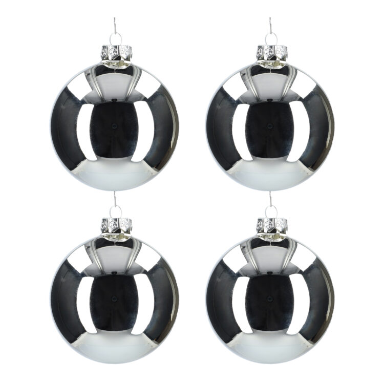 Glazen kerstballen - Set van 4 stuks/100mm - Luxe kerst decoratie - Sfeervolle kerstversiering voor in de kerstboom - Glas - Zilver Glans