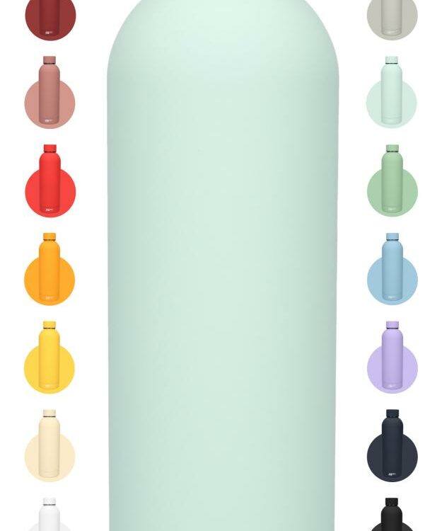 Drinkfles - Dubbelwandige waterfles - Thermosfles - RVS thermos fles - Geschikt voor warme en koude dranken - Extra grip door rubbercoating - 500 ML - Mint