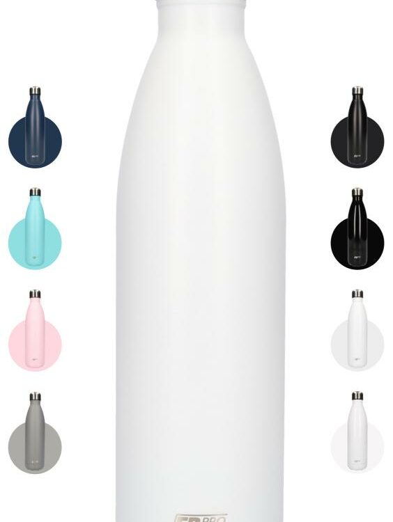 FBFS158 Thermosfles, Drinkfles, Waterfles - 750 ml - Thermos fles voor de warme en koude dagen - Dubbelwandig - Thermosbeker Koffie, thee en Koele dranken - Water fles voor onderweg - Mat Wit - Matte white