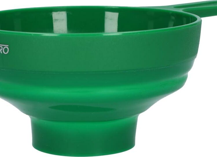 Opvouwbare siliconen trechter- Koker keukengerei - Voor op de camping of keuken - Compact formaat, met handvat! - 19.8 x 12.2 x 3.3 CM - Groen