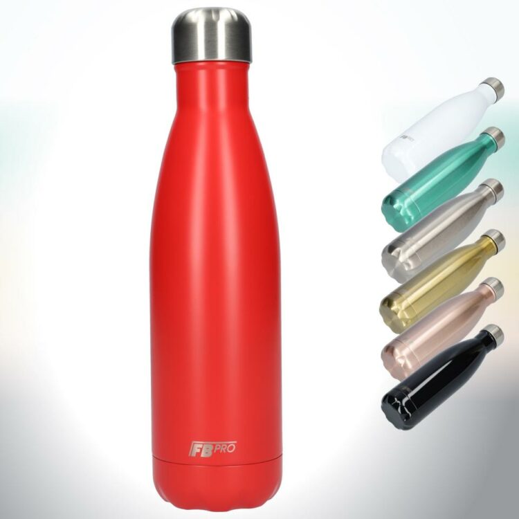 FBFS111, Thermosfles, Drinkfles, Waterfles - Modern & Slank Design - Thermos Fles voor de Warme en Koude Dagen - Dubbelwandig - Robuuste Thermoskan - 500ml - Charged Red - Opgeladen Rood