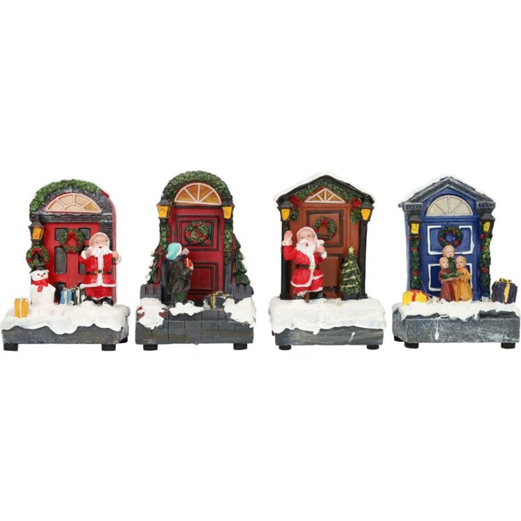 Kersthuisjes - Kerstversiering - Kerstversiering decoratie binnen - Leuke kerst huisjes - Kerstdecoratie voor binnen - Past perfect in een kerstdorp! - Kerst versiering binnen - Set van 4 - Kleurrijk en sfeervol