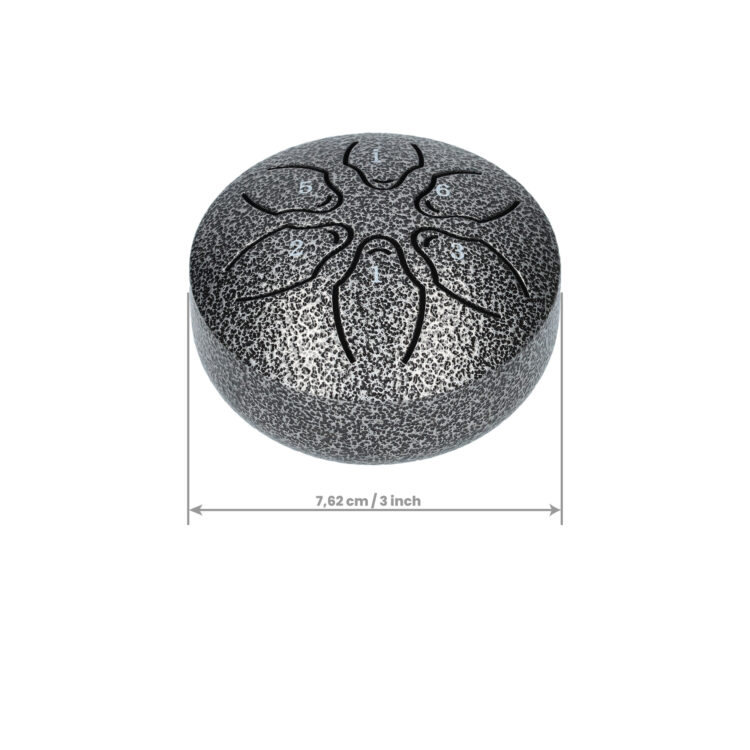 Handpan, Klankschaal, Voor Magische Geluiden, Handpan Drum, Regen Drum, Muziek Instrument - Met Drumstick - Metaal grijs- 3 Inch