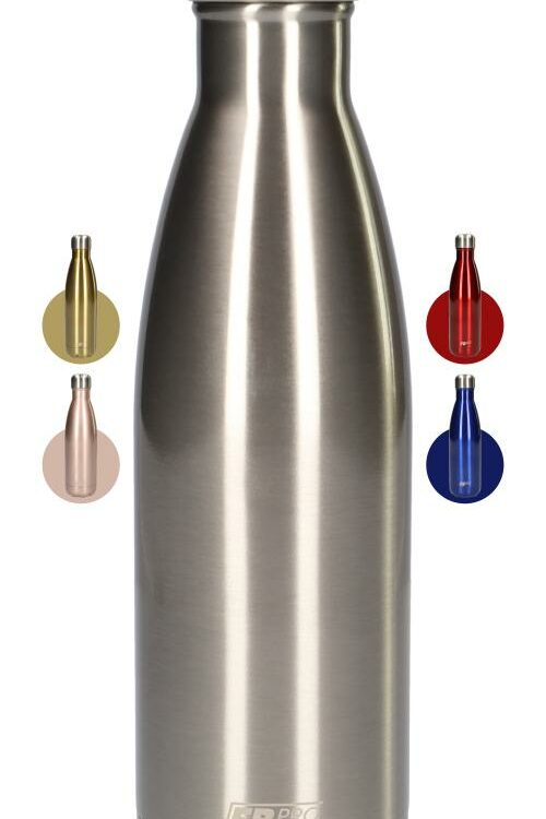 FBFS14, Thermosfles, Drinkfles, Waterfles - Modern & Slank Design - Thermos Fles voor de Warme en Koude Dagen - Dubbelwandig - Robuuste Thermoskan - 500ml - Sparkly Chrome - Glinsterend Metaal