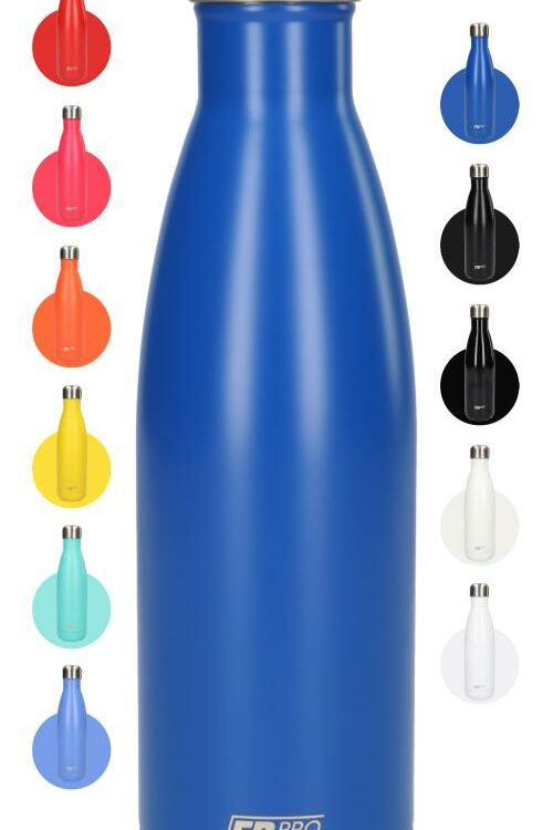 FBFS2, Thermosfles, Drinkfles, Waterfles - Modern & Slank Design - Thermos Fles voor de Warme en Koude Dagen - Dubbelwandig - Robuuste Thermoskan - 500ml - Sea Blue - Mat Blauw