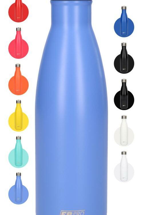FBFS5, Thermosfles, Drinkfles, Waterfles - Modern & Slank Design - Thermos Fles voor de Warme en Koude Dagen - Dubbelwandig - Robuuste Thermoskan - 500ml - Lavender Blue - Mat Lichtblauw - Blauw
